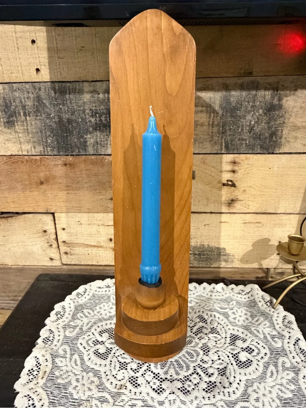 Wooden Wall Sconce Candle Holder - Warm Honey Brown